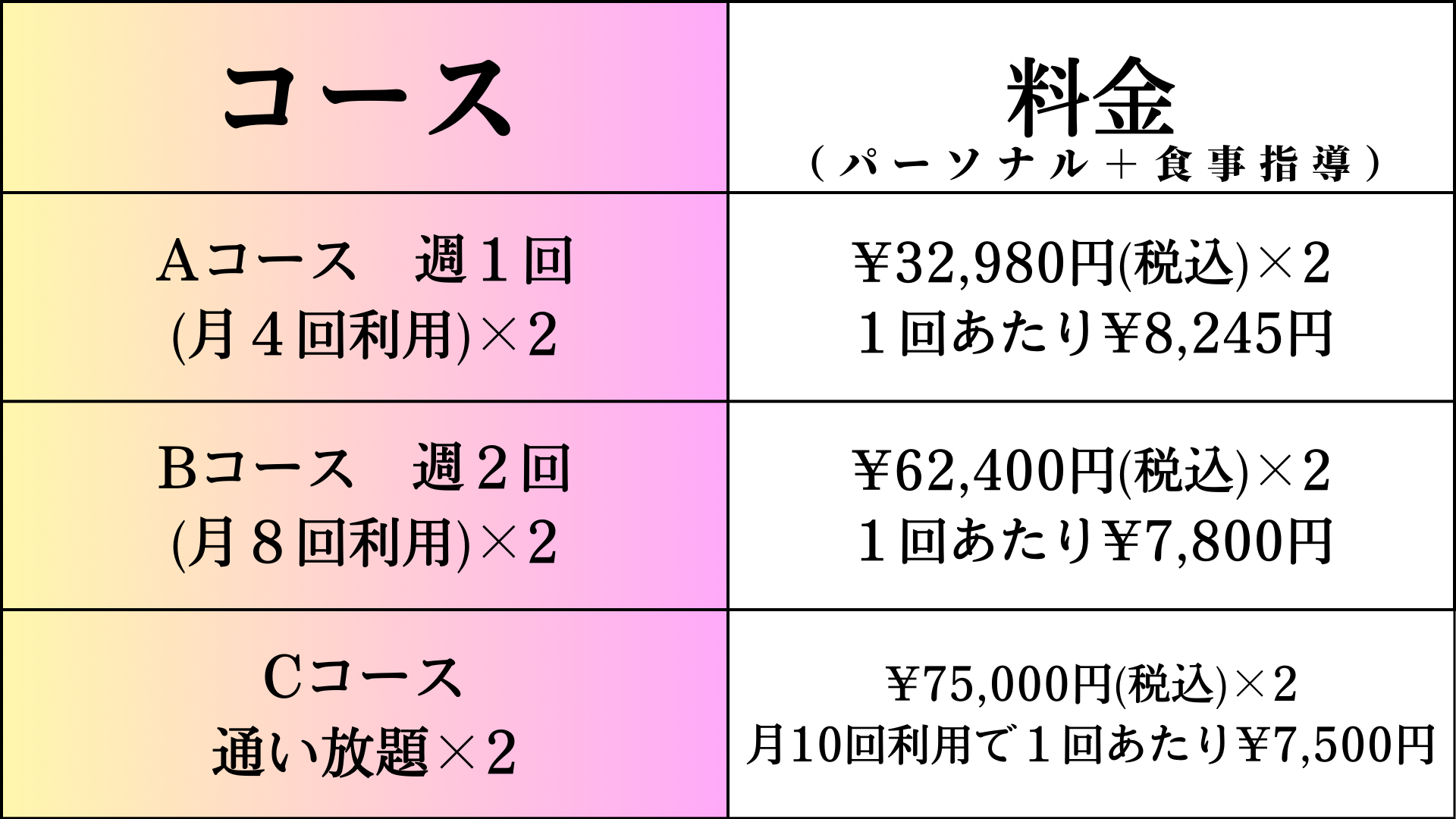 料金メニューの画像