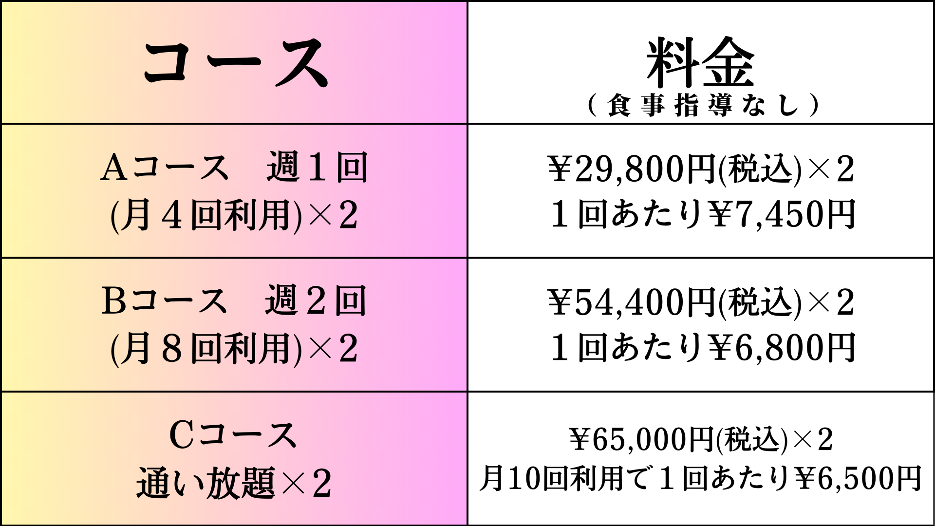 料金メニューの画像